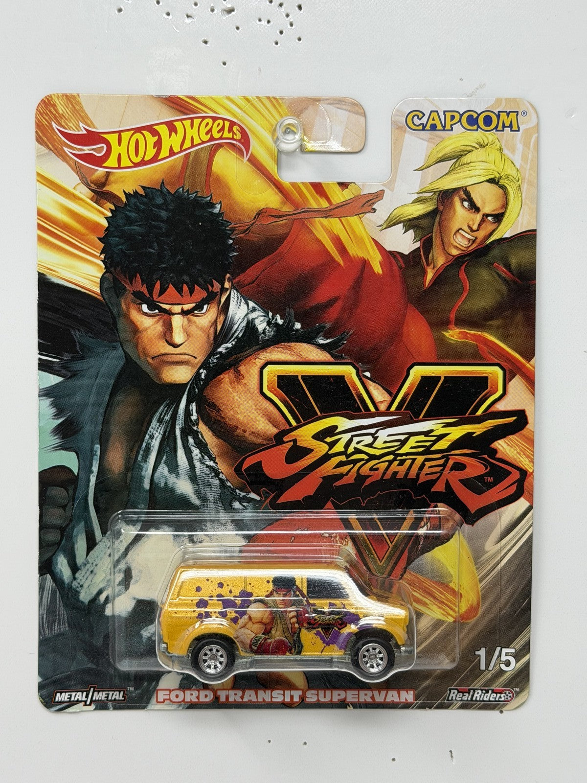 Hot Wheels Street Fighter V Ford Transit Supervan 1:64 Diecast Real Riders