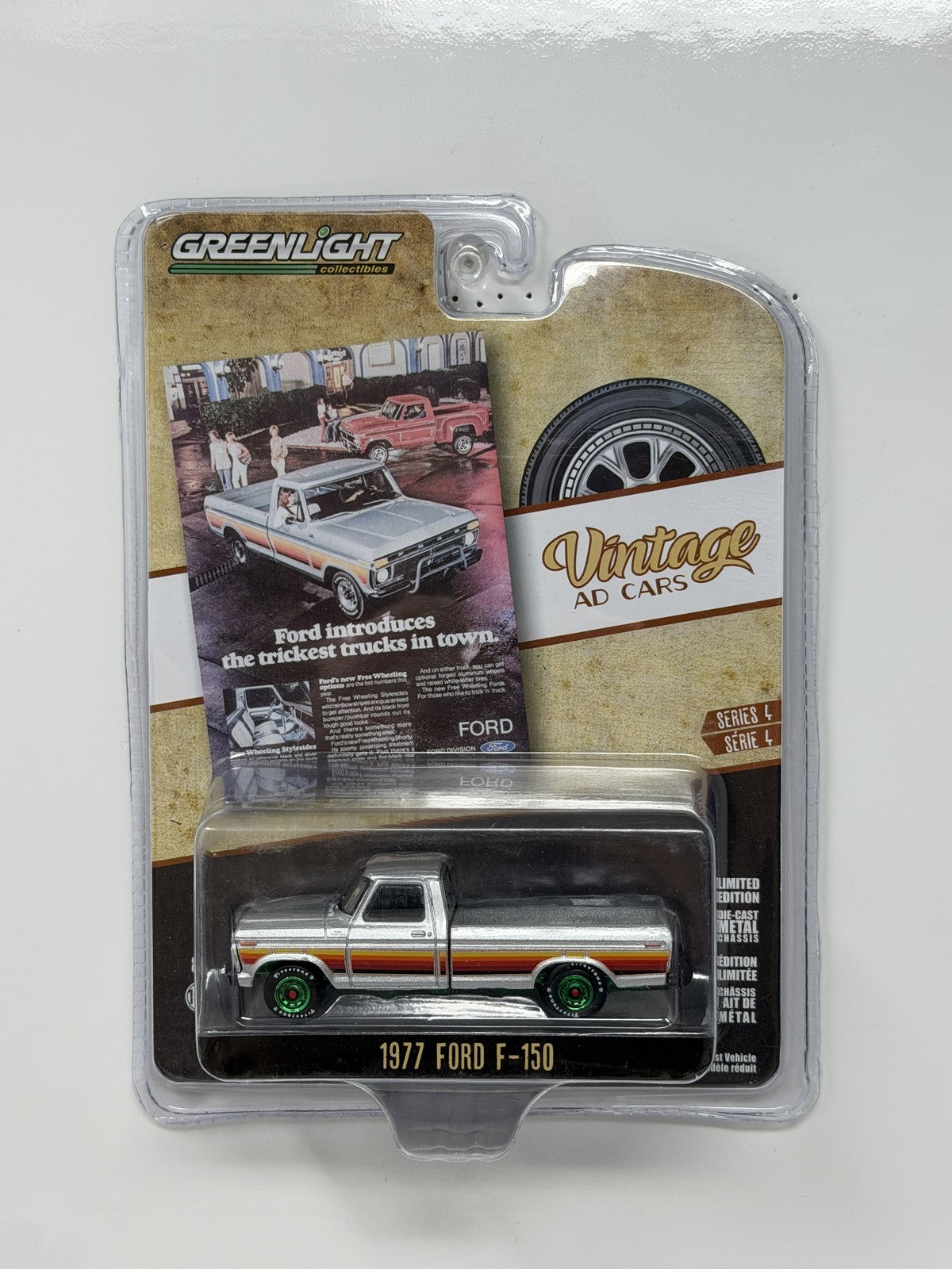 Greenlight Vintage Ad Cars 1977 Ford F-150 CHASE 1:64 Diecast Green Machine