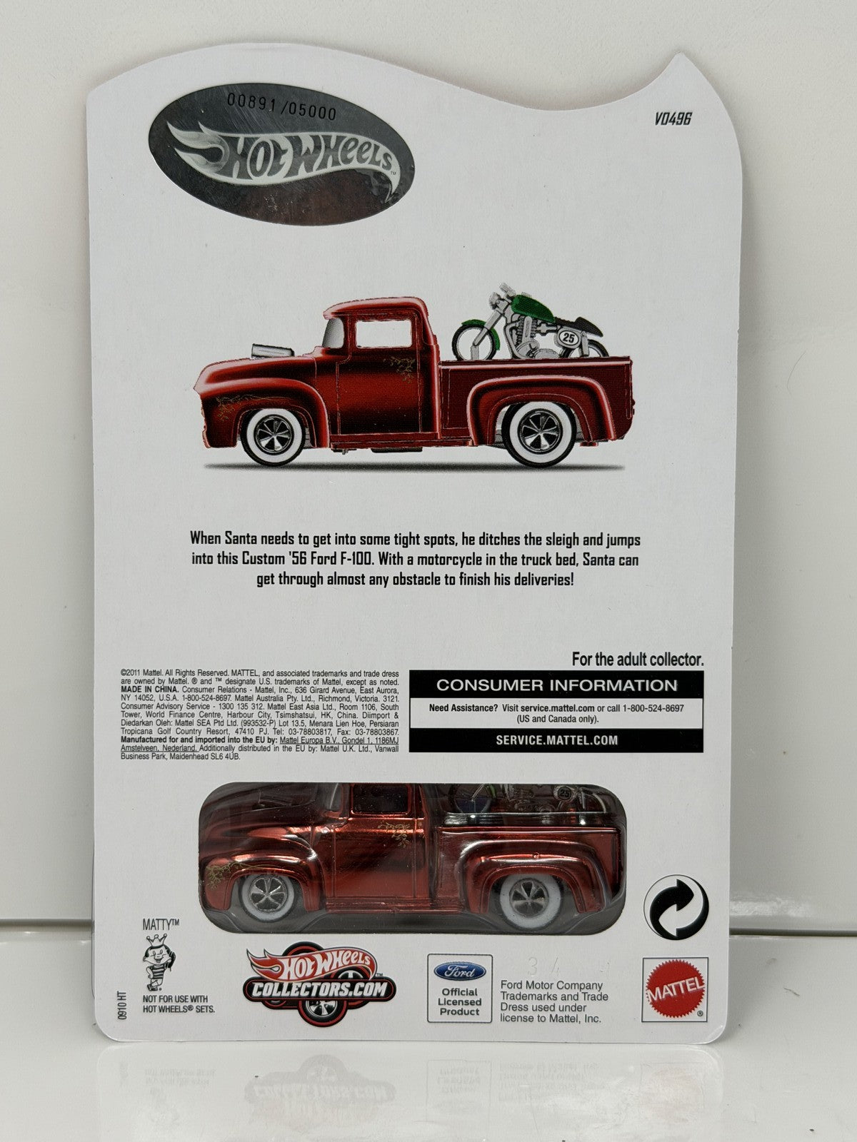 Hot Wheels RLC Red Line Club Holiday Custom 1956 Ford F-100 1:64 Diecast