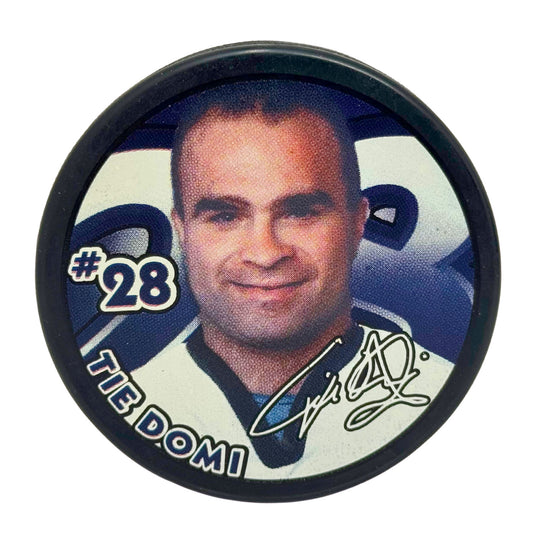Tie Domi #28 Toronto Maple Leafs NHL Player Portrait Hockey Puck