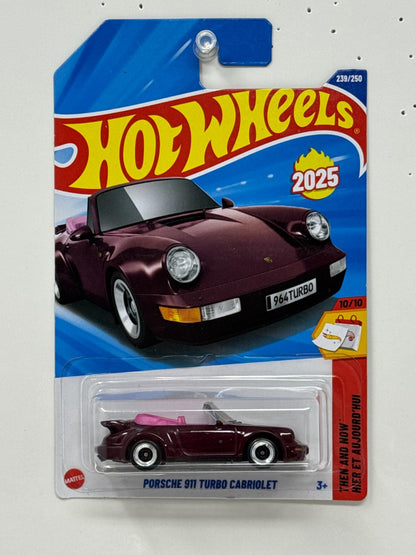 Hot Wheels Then and Now Porsche 911 Turbo Cabriolet 1:64 Diecast Burgundy