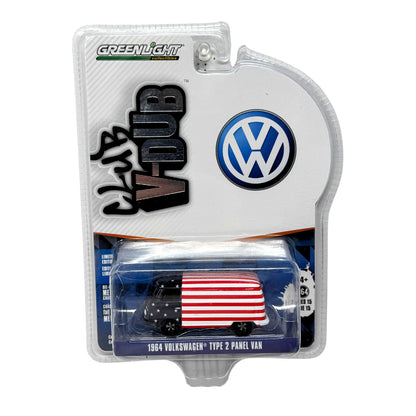 Greenlight Club V-Dub 1964 Volkswagen Type 2 Panel Van USA Flag 1:64 Diecast