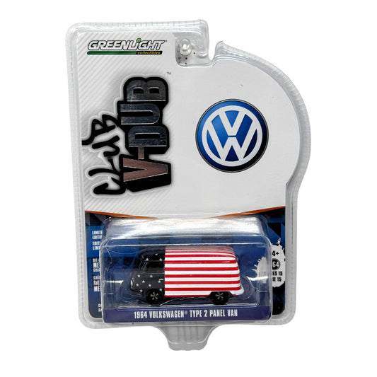 Greenlight Club V-Dub 1964 Volkswagen Type 2 Panel Van USA Flag 1:64 Diecast
