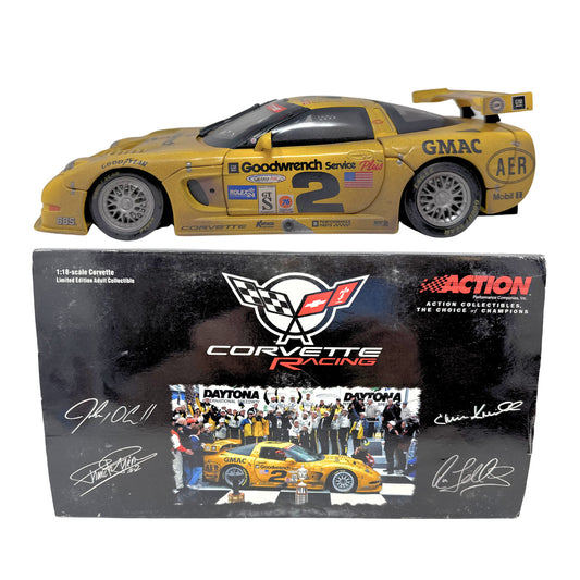 Action Racing #2 Ron Fellows GM 2001 Corvette C5R RACED VERSION 1:18 Diecast