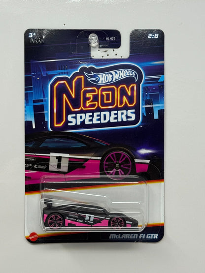 Hot Wheels Neon Speeders McLaren F1 GTR 1:64 Diecast Black Pink