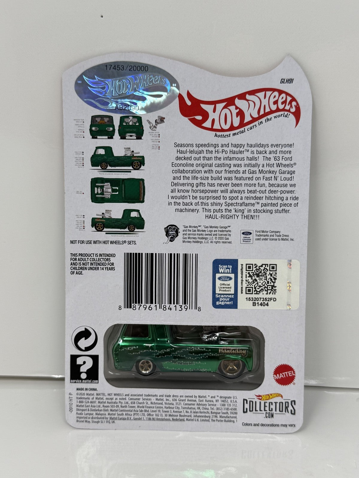 Hot Wheels RLC Red Line Club 2020 Holiday Hi-Po Hauler Club Excl. 1:64 Diecast