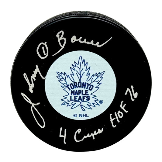 Johnny Bower Toronto Maple Leafs Signed NHL Autograph Puck Silver Auto