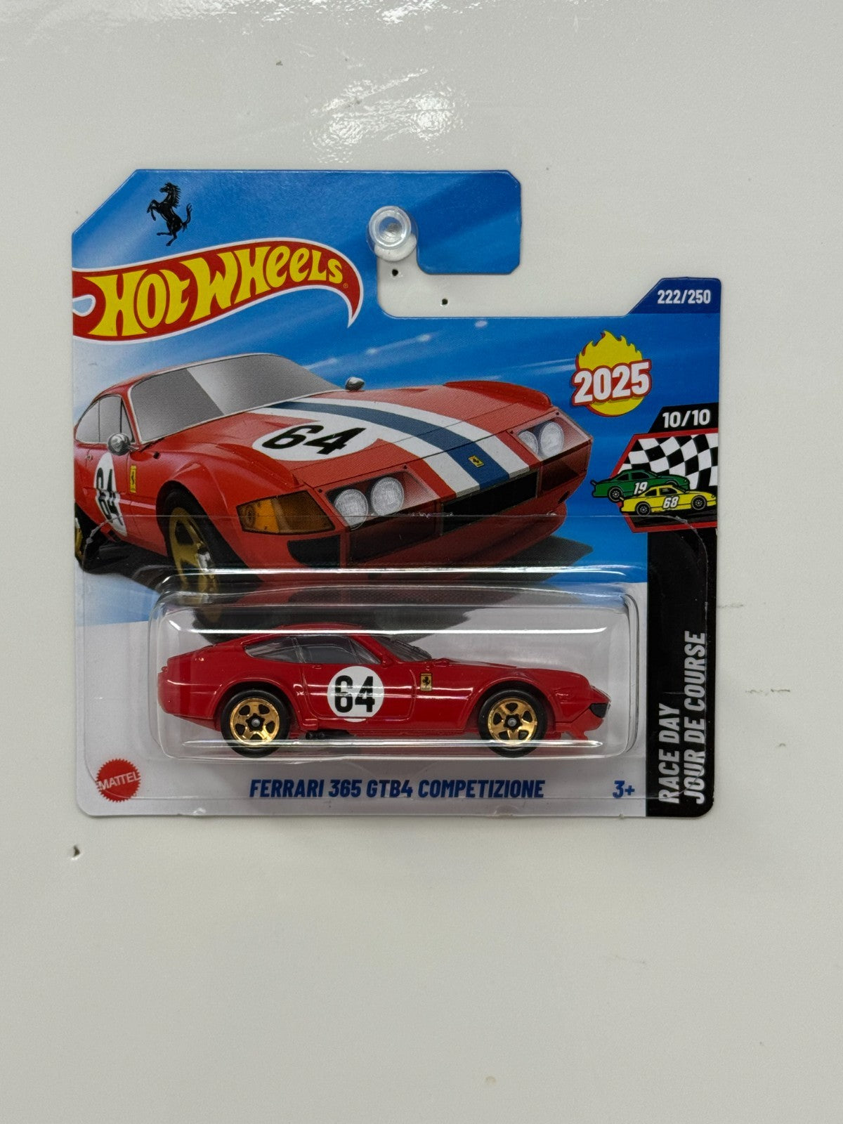 Hot Wheels Ferrari 365 GTB4 Competizione Race Day 1:64 Diecast Short Card