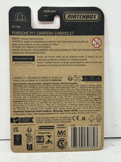 Matchbox Porsche 911 Carrera Cabriolet 1:64 Diecast Red