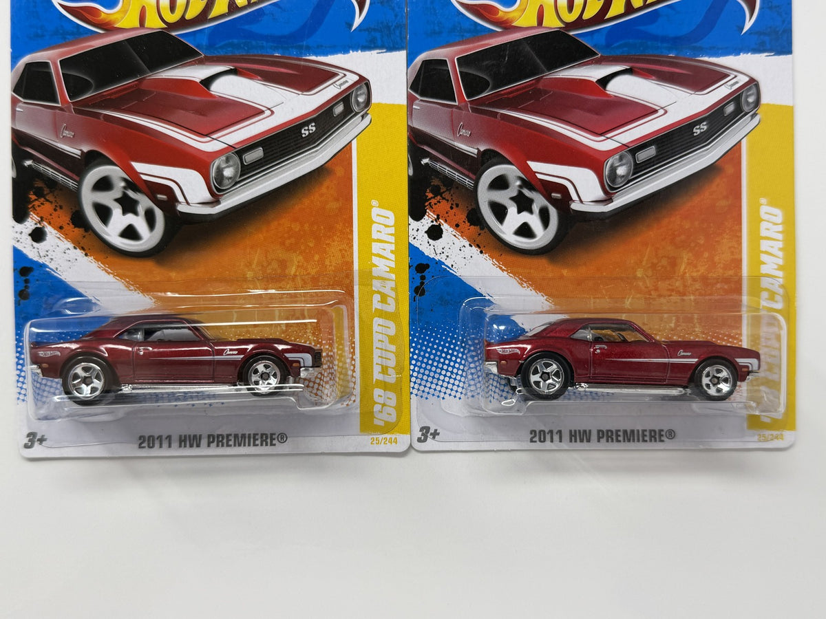 Hot Wheels HW Premiere 1968 COPO Camaro 1:64 Diecast two Different Red colors