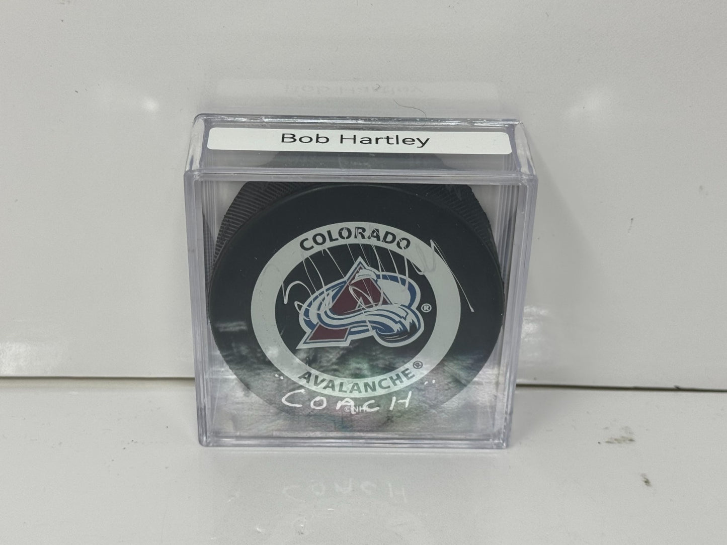 Bob Hartley Colorado Avalanche Signed NHL Autograph Puck Silver Auto