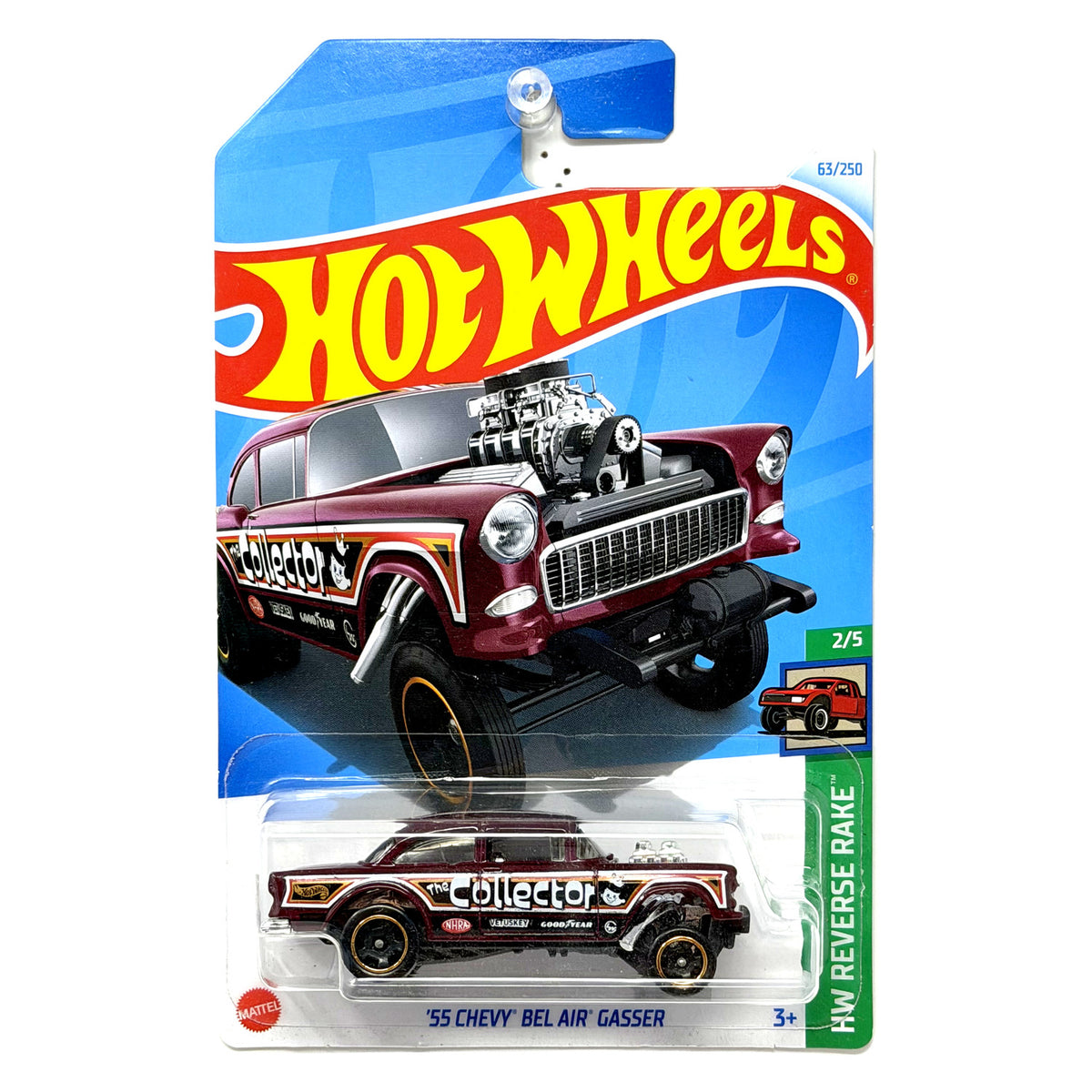 Hot Wheels HW Reverse Rake 1955 Chevy Bel Air Gasser Maroon 1:64 Diecast