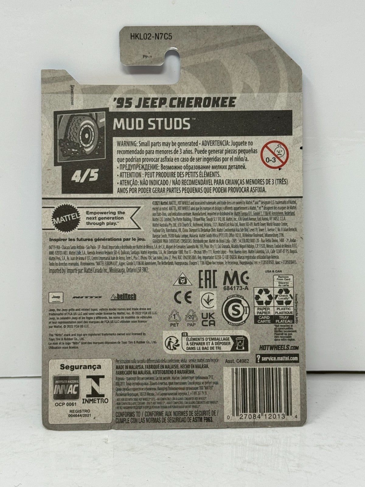 Hot Wheels Treasure Hunt Mud Studs 1995 Jeep Cherokee 1:64 Diecast