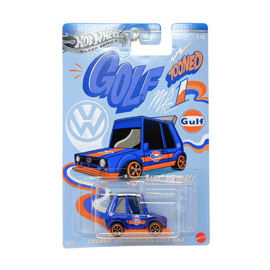 Hot Wheels Tooned Volkswagen Golf MK1 Gulf Silver Series 1:64 Diecast