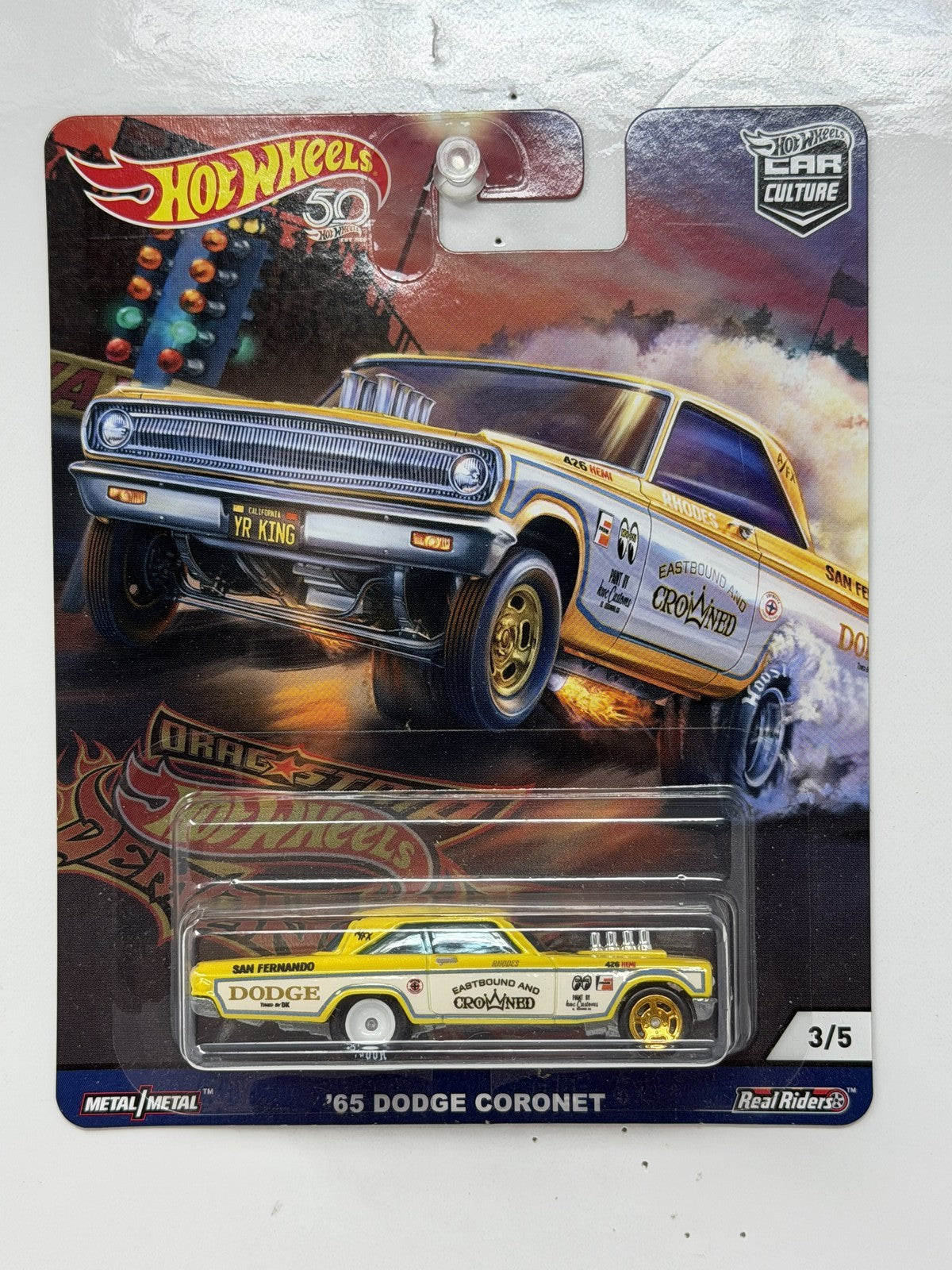Hot Wheels Drag Strip Demons 1965 Dodge Coronet 1:64 Diecast Real Riders
