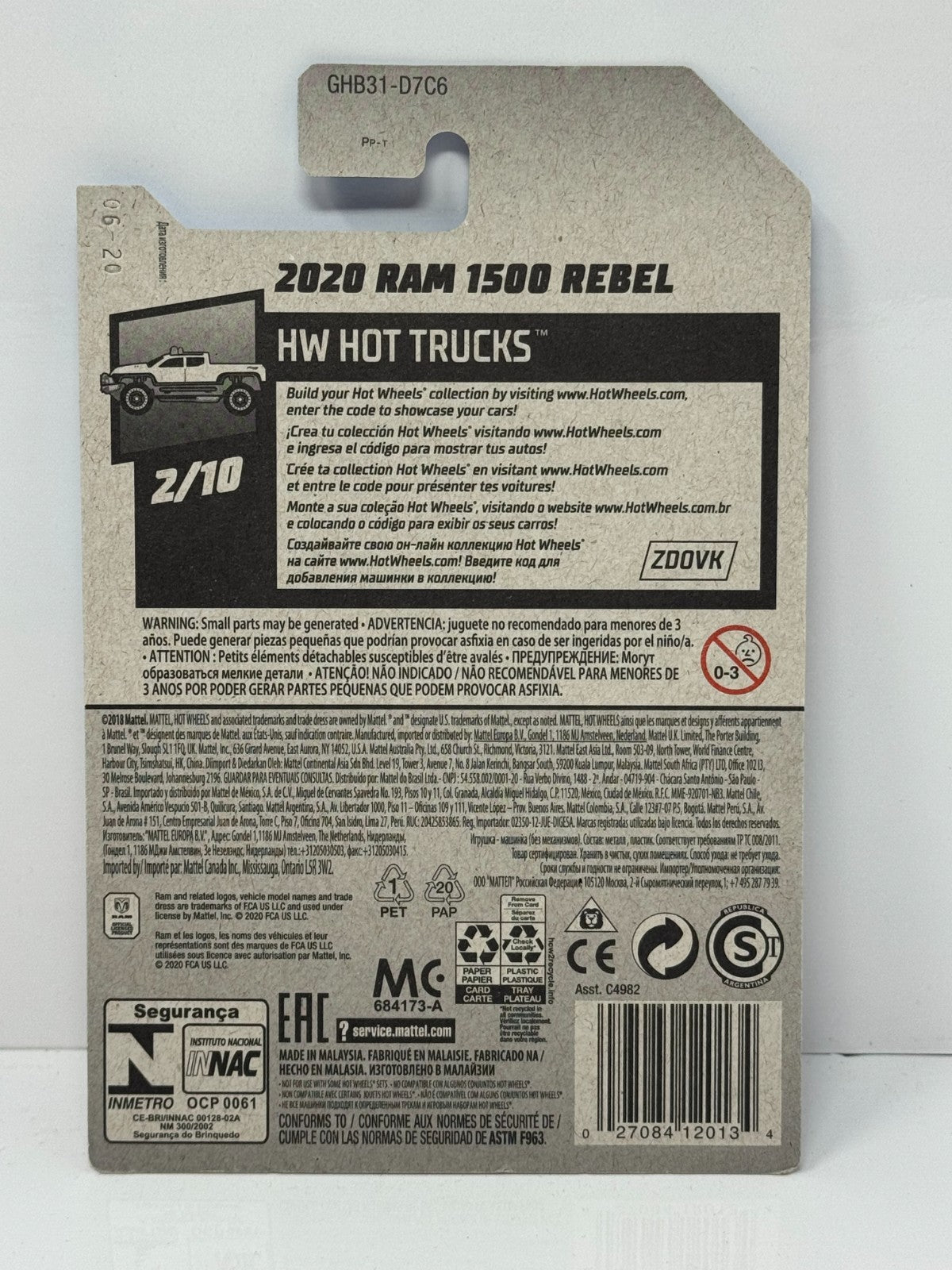 Hot Wheels Hot Trucks 2020 Ram 1500 Rebel 1:64 Diecast V2