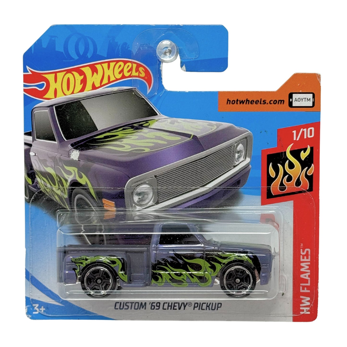 Hot Wheels HW Flames Custom 1969 Chevy Pickup 1:64 Diecast Short Card