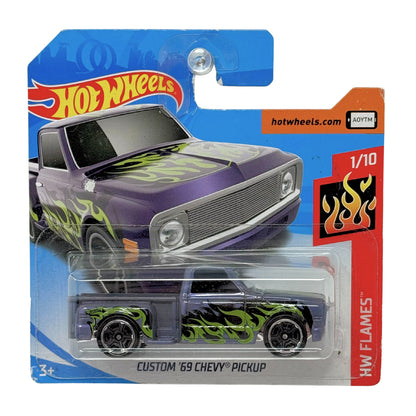 Hot Wheels HW Flames Custom 1969 Chevy Pickup 1:64 Diecast Short Card