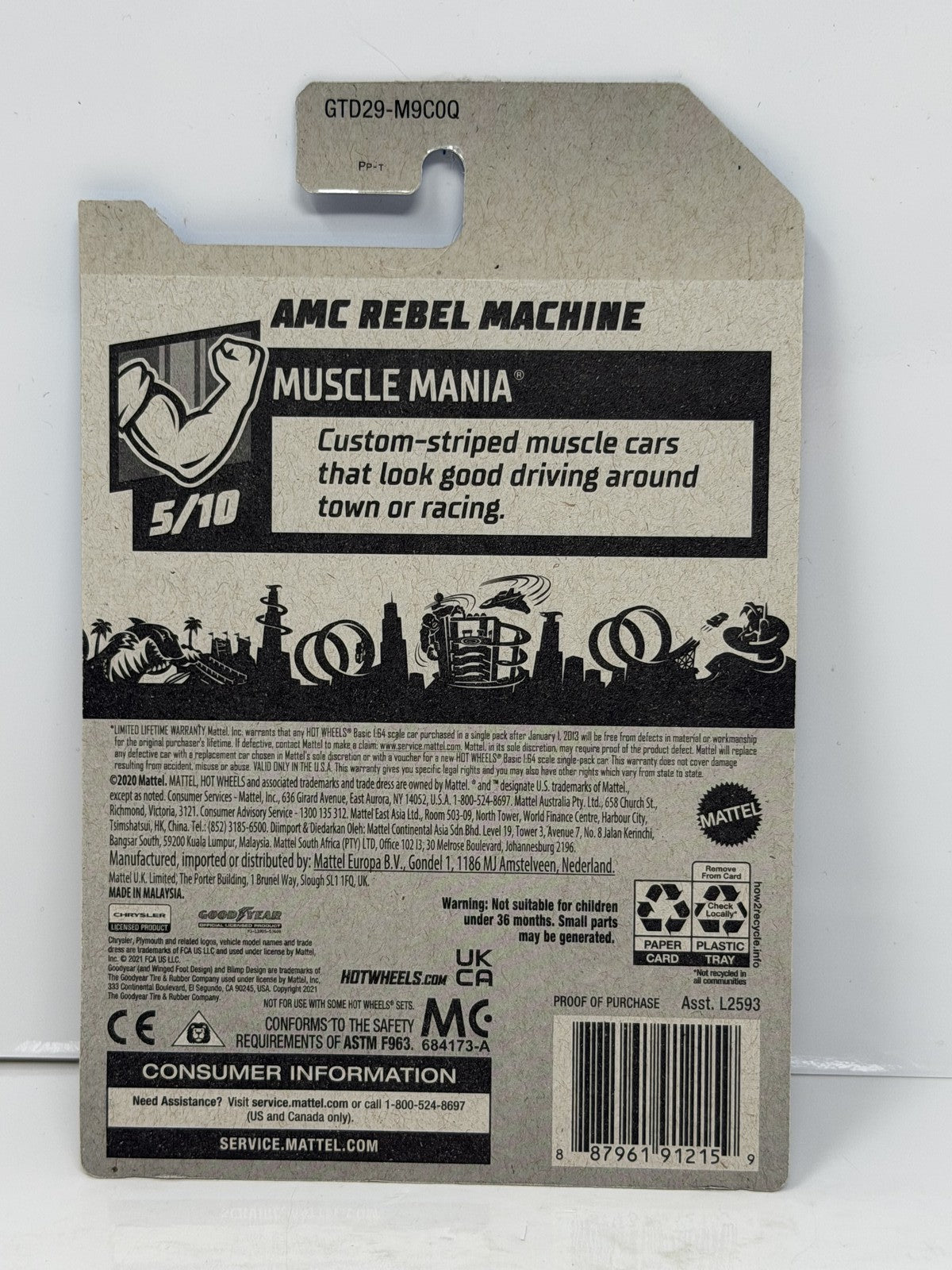 Hot Wheels ZAMAC Muscle Mania AMC Rebel Machine 1:64 Diecast Factory Sealed