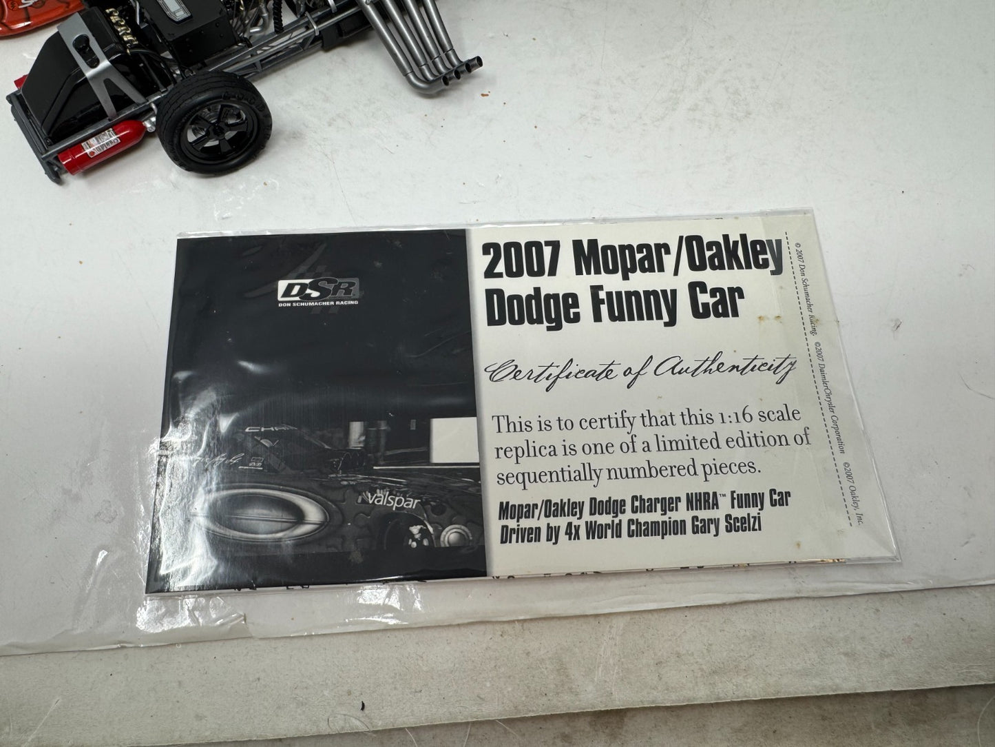 Milestone Gary Scelzi NHRA Mopar Oakley Dodge Charger Funny Car 1:16 Scale