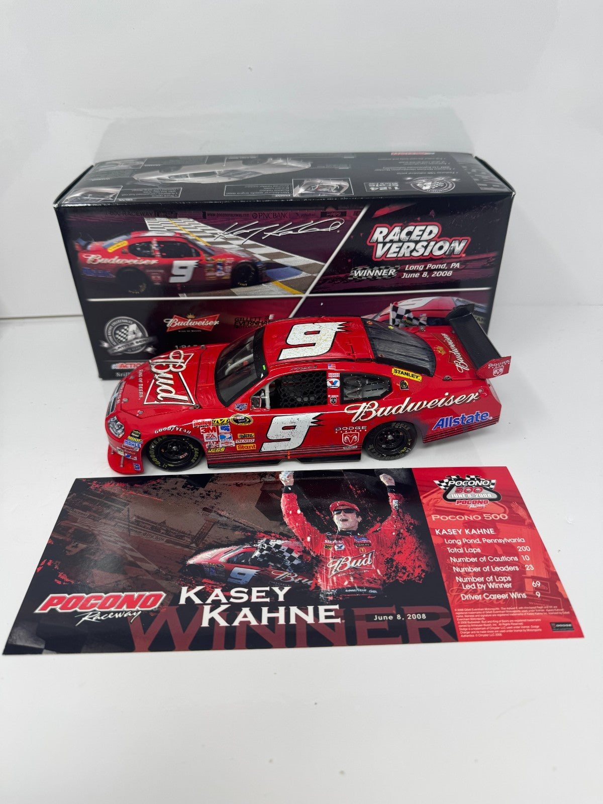 Action NASCAR Kasey Kahne #9 Bud Pocono Win Raced 2008 Charger 1:24 Diecast