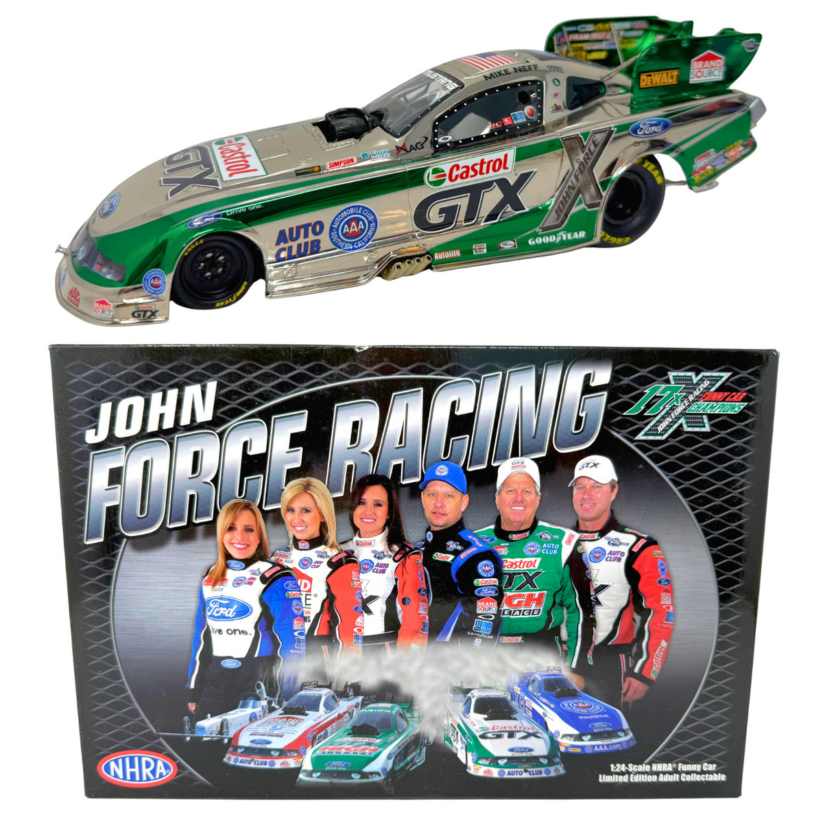 Action NHRA Mike Neff Castrol 2011 Ford Mustang Color Chrome 1:24 Diecast