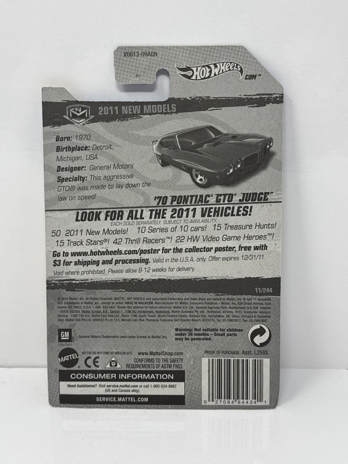 Hot Wheels New Models 1970 Pontiac GTO Judge 1:64 Diecast Factory Sealed
