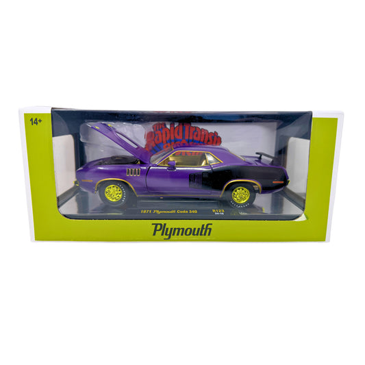 M2 Machines 1971 Plymouth Cuda 340 Rapid Transit CHASE 1:24 Diecast Gold Rims
