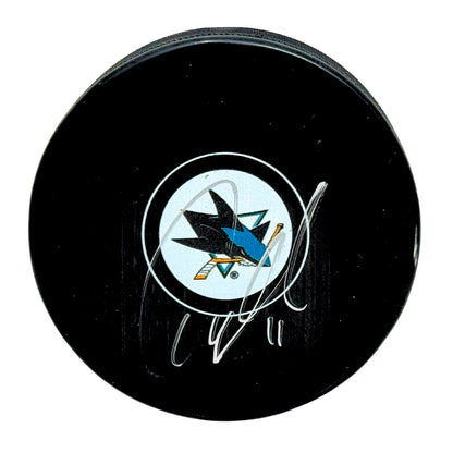 Owen Nolan San Jose Sharks Signed NHL Autograph Puck Silver Auto