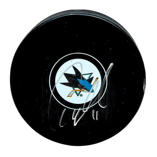 Owen Nolan San Jose Sharks Signed NHL Autograph Puck Silver Auto