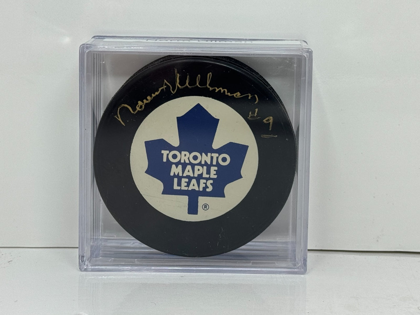 Norm Ullman Toronto Maple Leafs Signed NHL Autograph Puck Gold Auto