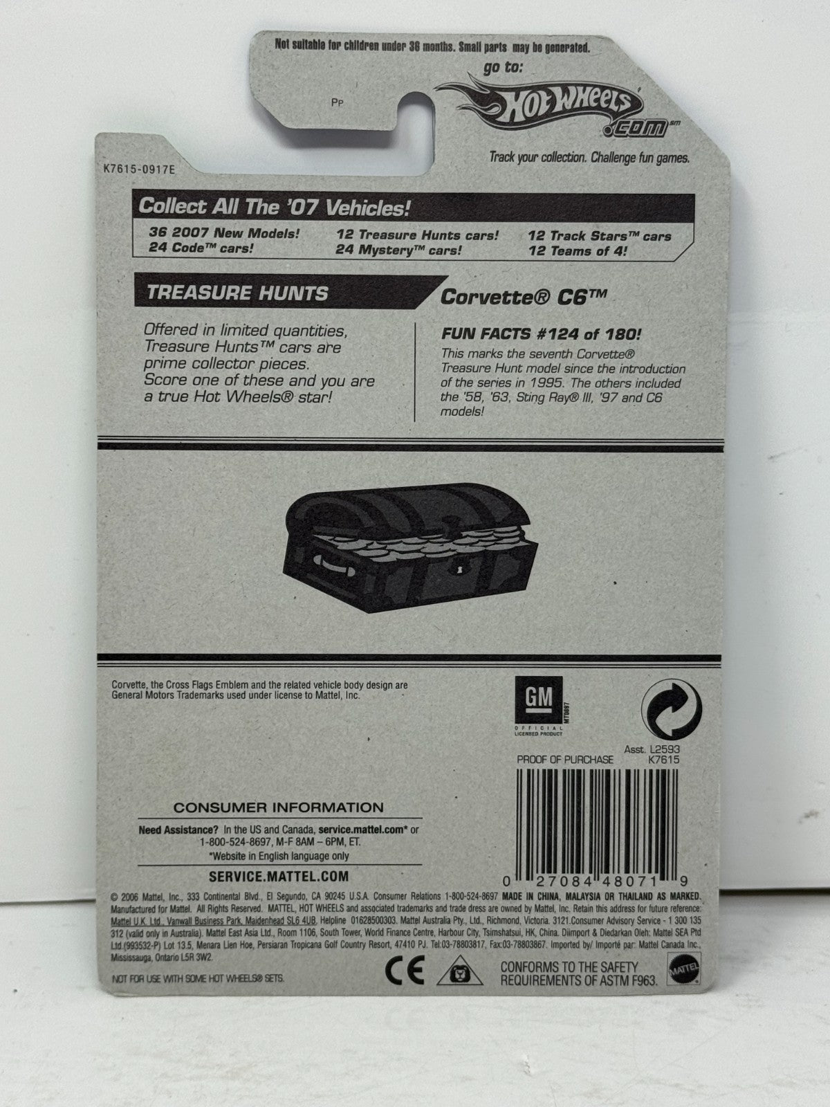 Hot Wheels Treasure Hunt Chevy Corvette C6R 1:64 Diecast