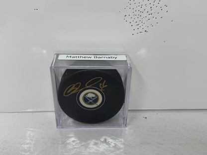 Matthew Barnaby Buffalo Sabres Signed NHL Autograph Puck Gold Auto