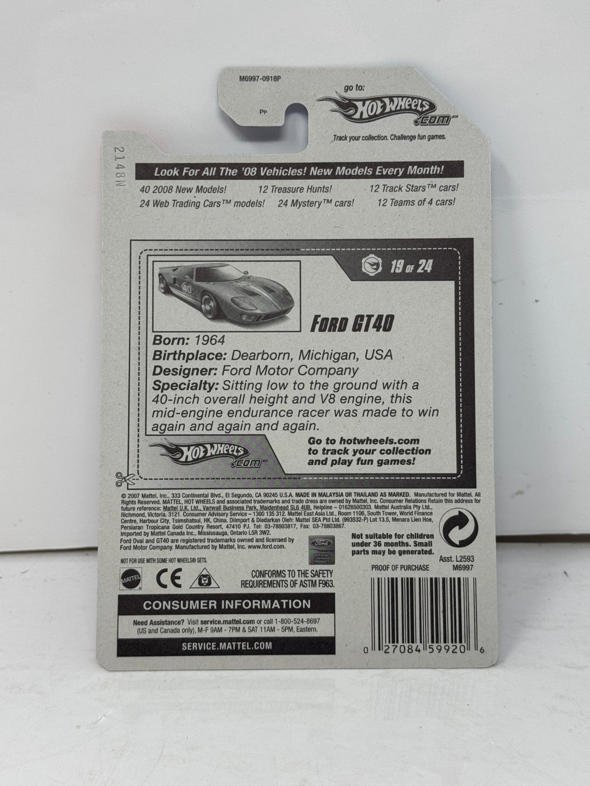 Hot Wheels Web Trading Cars Ford GT40 1:64 Diecast Factory Sealed Blue