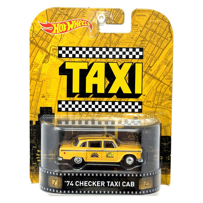 Hot Wheels Retro Entrtainment Taxi 1974 Checker Taxi Cab 1:64 Diecast Yellow