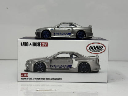 Kaido House Mini GT Nissan Skyline GT-R (R34) Kaido Works Shinjuku 1:64 Diecast
