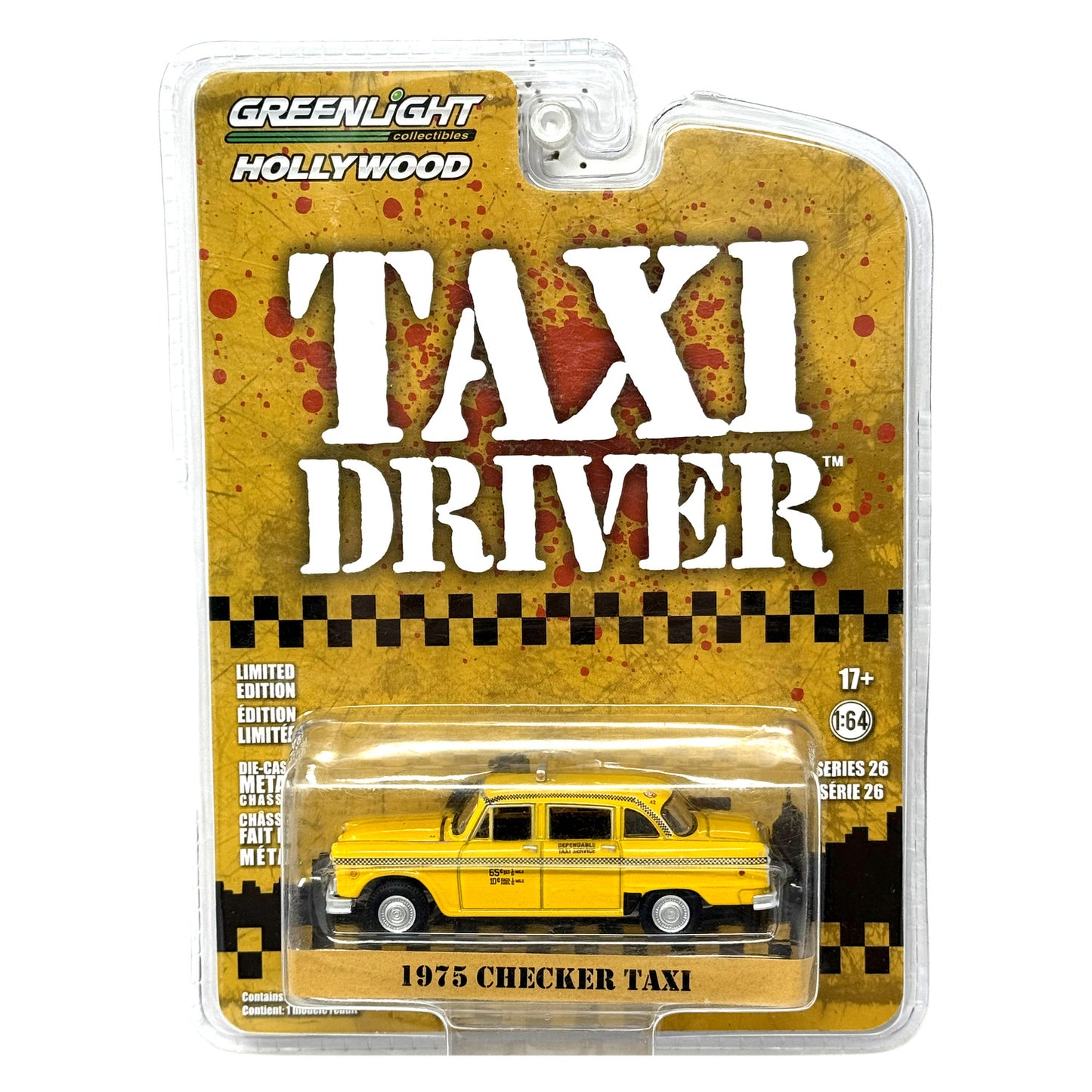 GreenLight Hollywood Taxi Driver 1975 Checker Taxi 1:64 Diecast Yellow