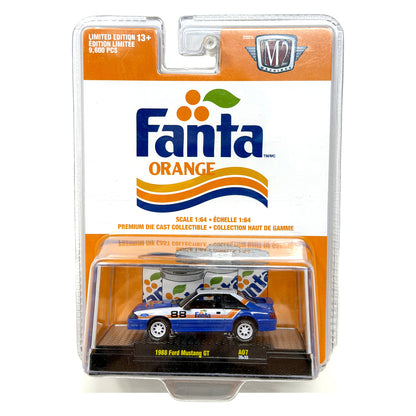 M2 Machines Fanta Orange 1988 Ford Mustang GT 1:64 Diecast
