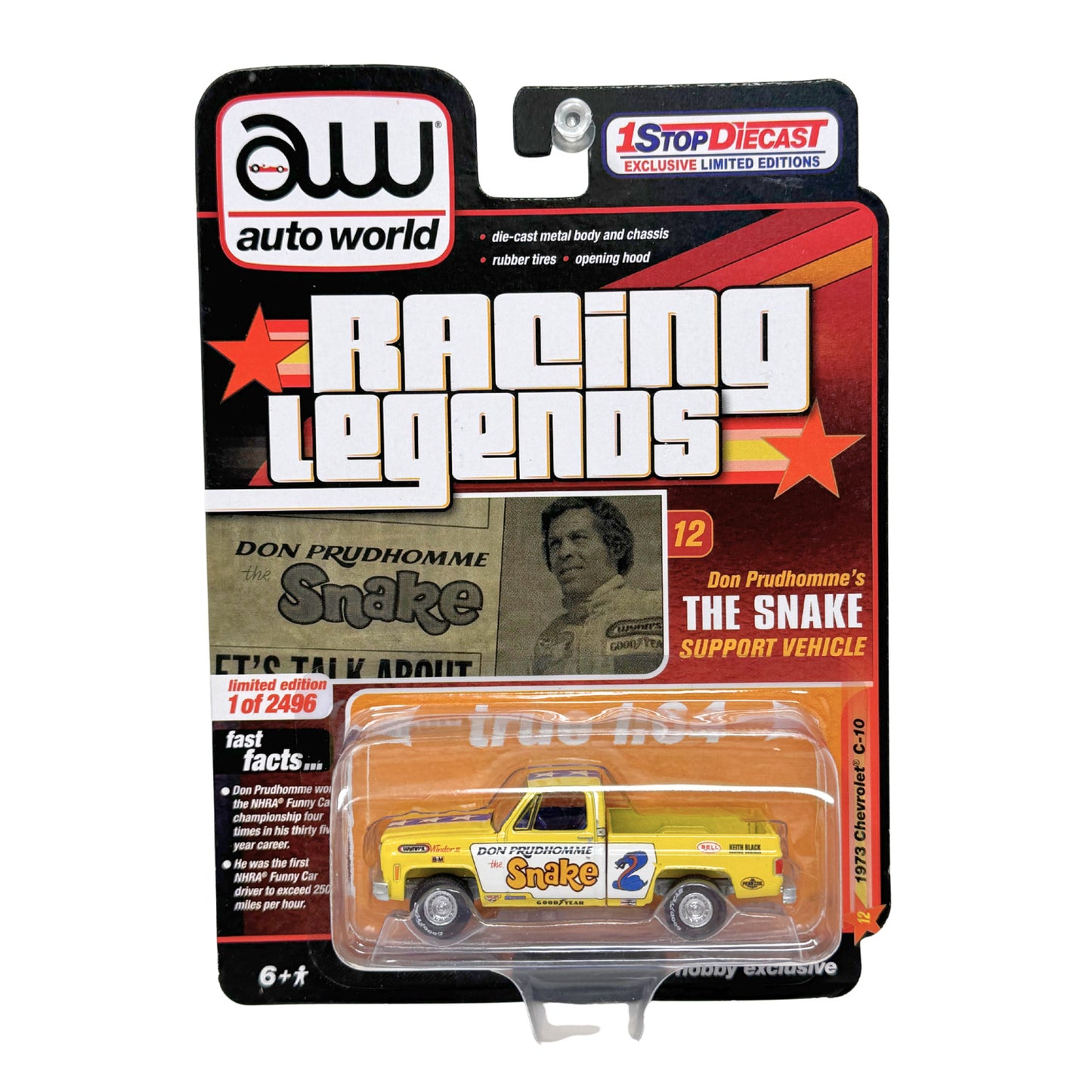 Auto World Racing Legends 1973 Chevrolet C10 Don Prudhomme Snake 1:64 Diecast