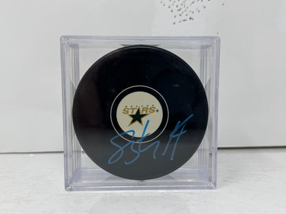 Stu Barnes Dallas Stars Signed NHL Autograph Puck Blue Auto