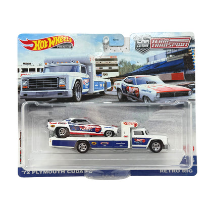 Hot Wheels Premium Team Transport #46 1972 Plymouth Cuda Retro Rig 1:64 Diecast