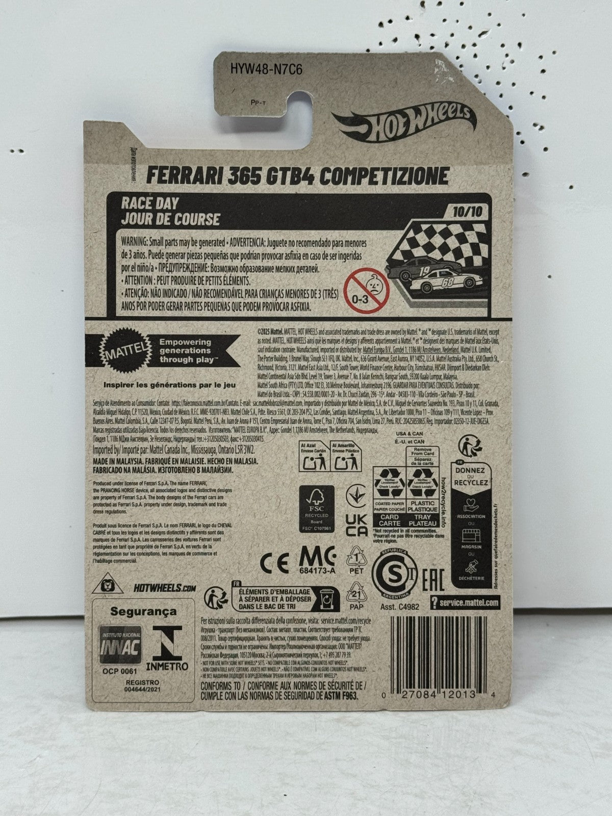 Hot Wheels Ferrari 365 GTB4 Competizione Race Day 1:64 Diecast
