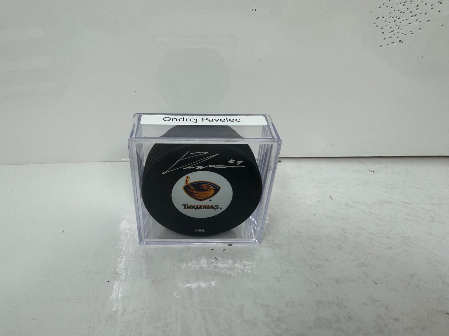 Ondrej Pavelec Atlanta Thrashers Signed NHL Autograph Puck Silver Auto