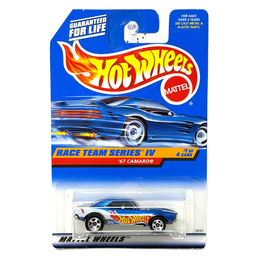 Hot Wheels Race Team Series IV 1967 Chevrolet Camaro 1:64 Diecast Blue USA Card