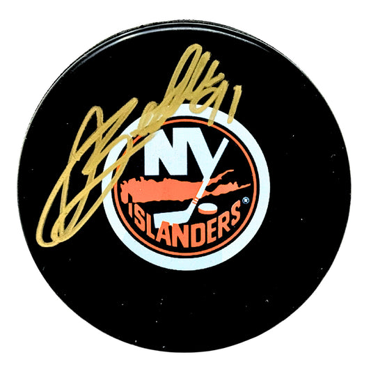 Anthony Beauvillier New York Islanders Signed NHL Autograph Puck Gold Auto