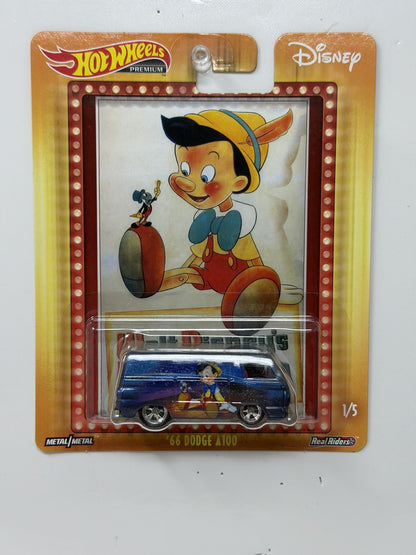 Hot Wheels Premium Disney Pinocchio 1966 Dodge A100 1:64 Diecast Real Riders