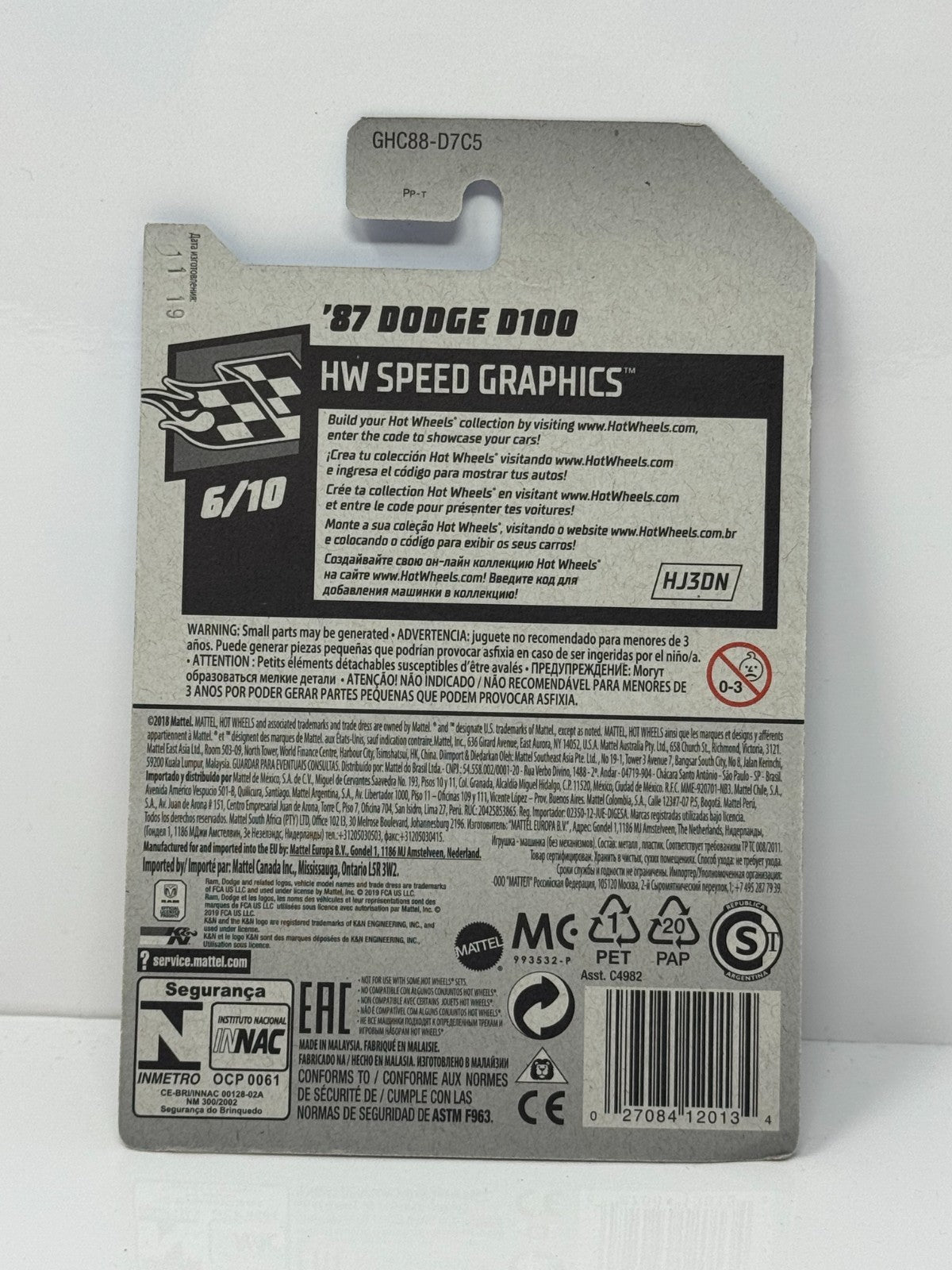 Hot Wheels Speed Graphics 1987 Dodge D100 1:64 Diecast