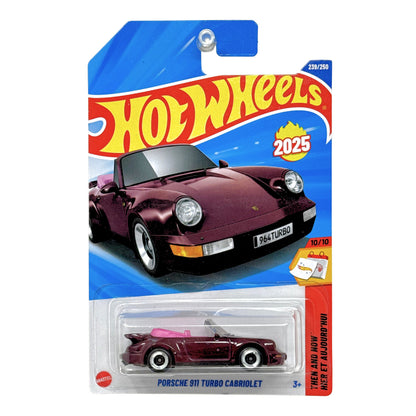 Hot Wheels Then and Now Porsche 911 Turbo Cabriolet 1:64 Diecast Burgundy