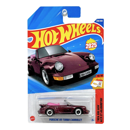 Hot Wheels Then and Now Porsche 911 Turbo Cabriolet 1:64 Diecast Burgundy