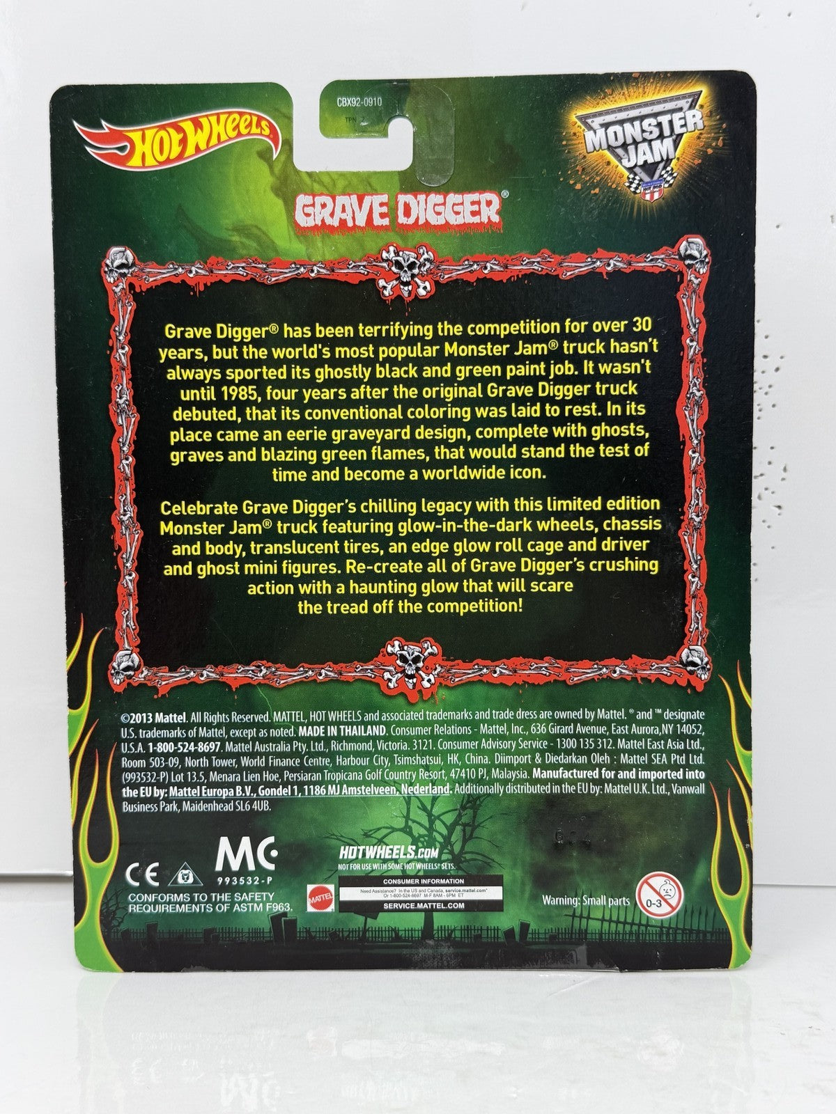 Hot Wheels Monster Jam Grave Digger Walmart Mail In Glow in Dark 1:64 Diecast